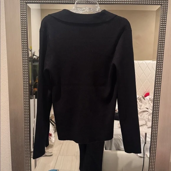 Calvin Klein Black V-Neck Polo Sweater - Picture 4 of 4
